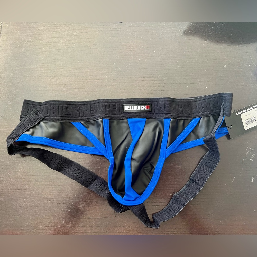 New w/tags Large Cellblock 13 jockstrap blue/black
